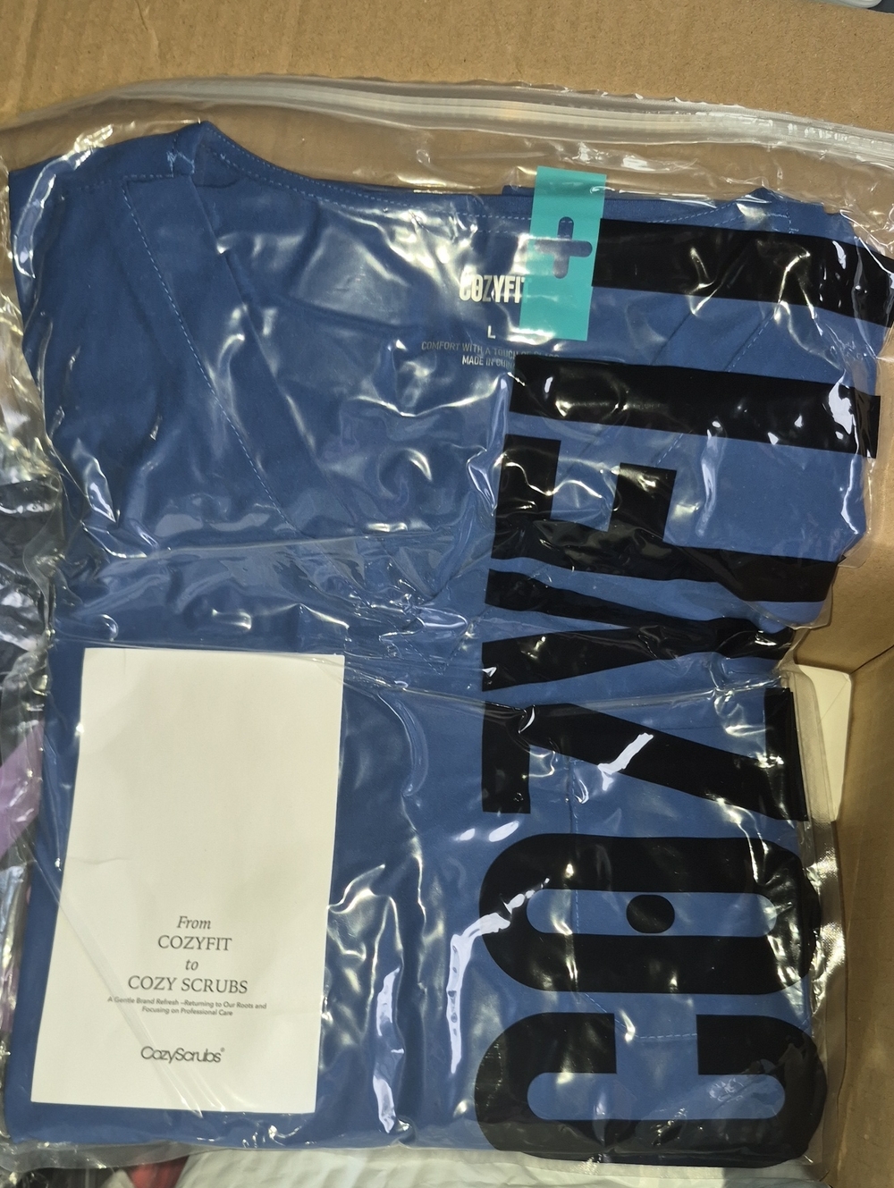 Smart Scrubs Women Top Blue with Black Logo